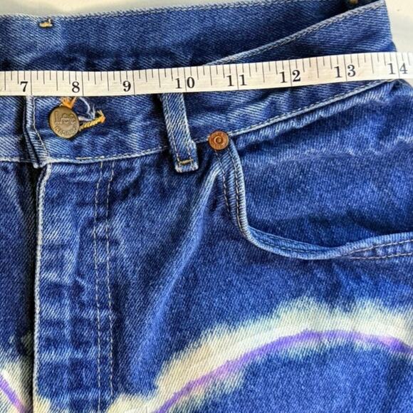 Vintage Y2K Lee High Waist Cropped Jeans Women’s 28 Lightning Bleach Design - Picture 7 of 10